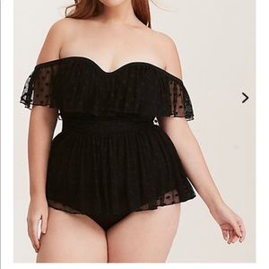 Torrid Polka Dot Mesh Swimsuit-  Worn once